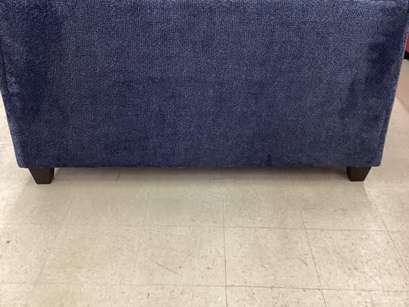 Dark Blue Plush Fabric Couch and Loveseat Set