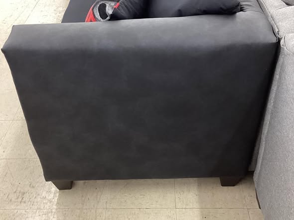 Black Fabric Couch and Loveseat Set with Charcoal Faux Leather Arms