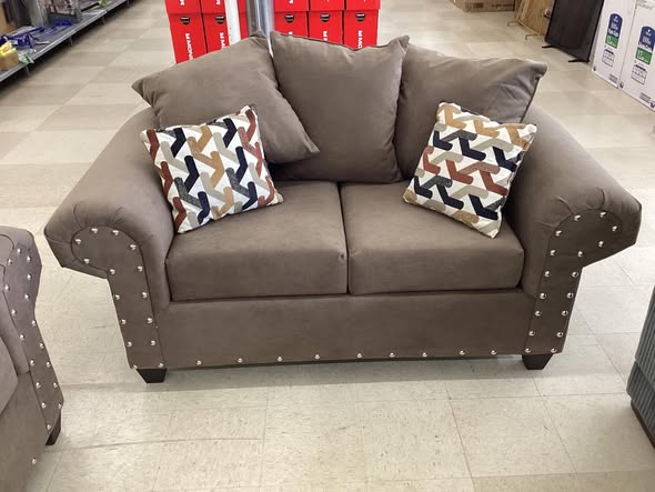 Brown Microfiber Suede Fabric Couch and Loveseat Set