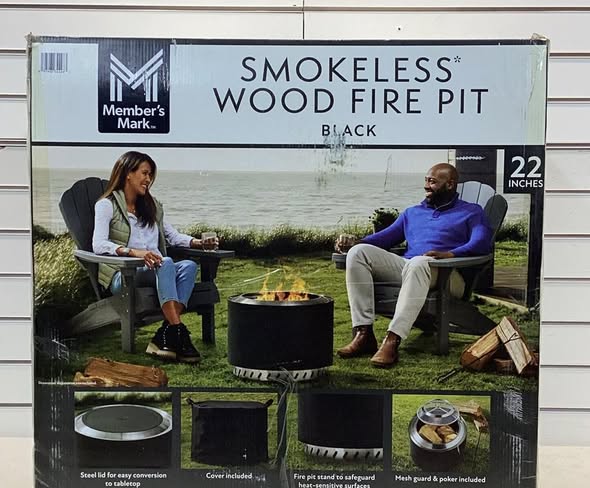 Fire Pit - Member’s Mark 22" Smokeless Wood Fire Pit with All-Weather Cover