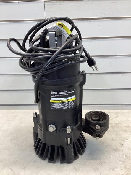 NorthStar Cast Iron Submersible Trash Water Pump, 3965 GPH Max. Flow, 2in. Port - Lightly Used