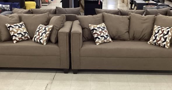 Light Brown Fabric Couch and Loveseat Set