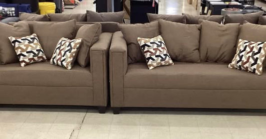 Light Brown Fabric Couch and Loveseat Set