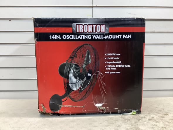 Ironton Oscillating Wall-Mount Garage Fan, 14in., 2200 CFM