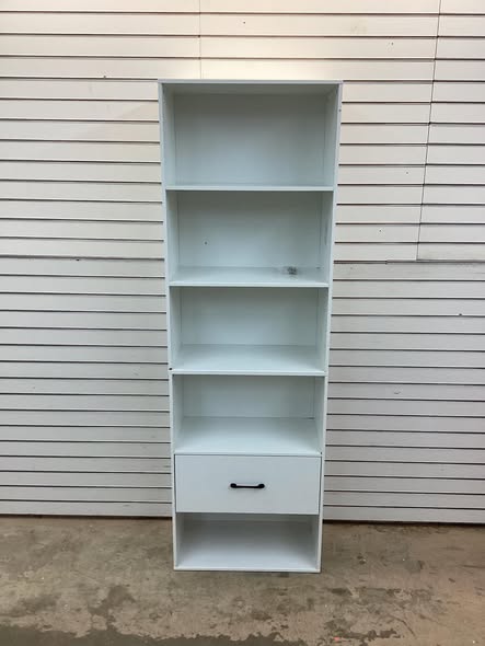MAT EXPERT 74” White Tall Bookcase, Modern Display Storage Cabinet