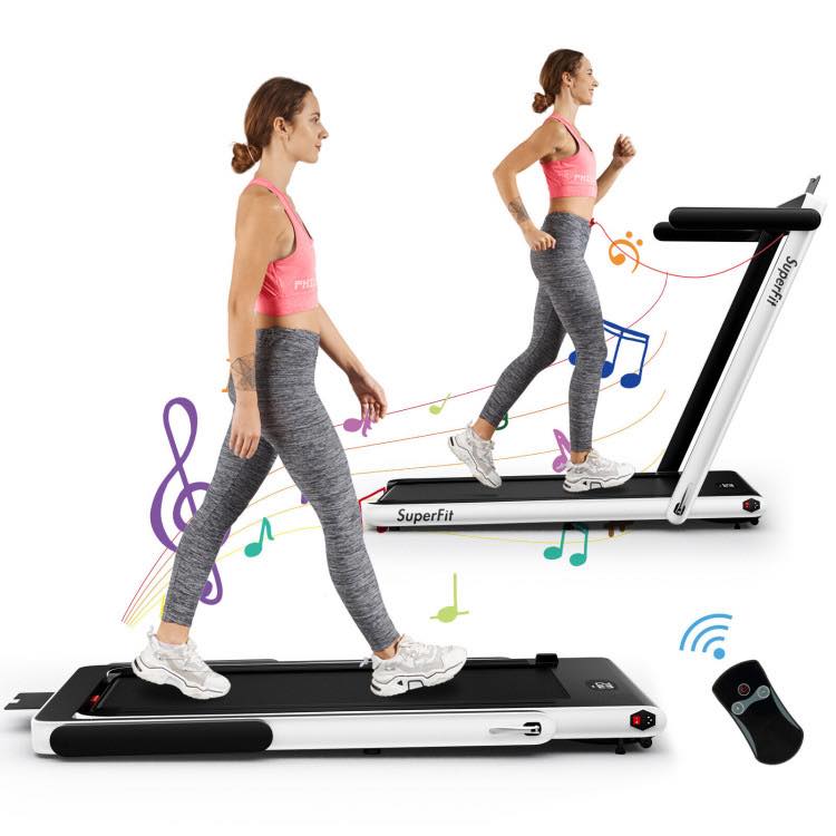 SuperFit 2.25HP 2 in 1 Folding Treadmill with APP Speaker Remote Control