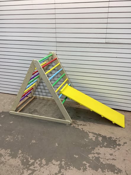 Costway Foldable Wooden Climbing Triangle Indoor Climber w/Ladder for Baby Toddler