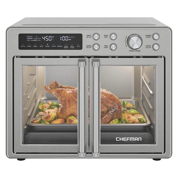 Chefman 10-in-1 Stainless Steel French Door Toaster Oven Air Fryer - Lightly Used
