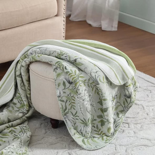 Blanket - Laura Ashley Coco Plush Reversible Throw, 60" x 70"