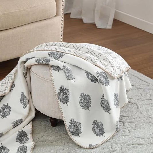 Laura Ashley Coco Plush Reversible Throw, 60" x 70"
