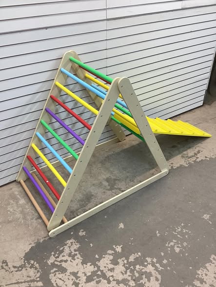 Costway Foldable Wooden Climbing Triangle Indoor Climber w/Ladder for Baby Toddler