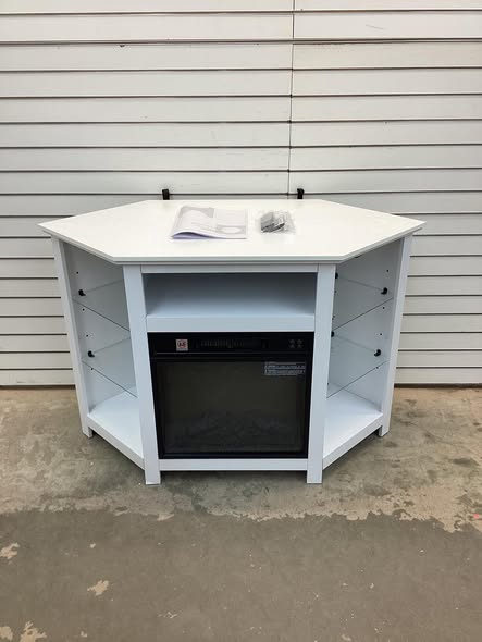 Fireplace Corner TV Stand with LED Lights and Smart APP Control for 50 Inches TV