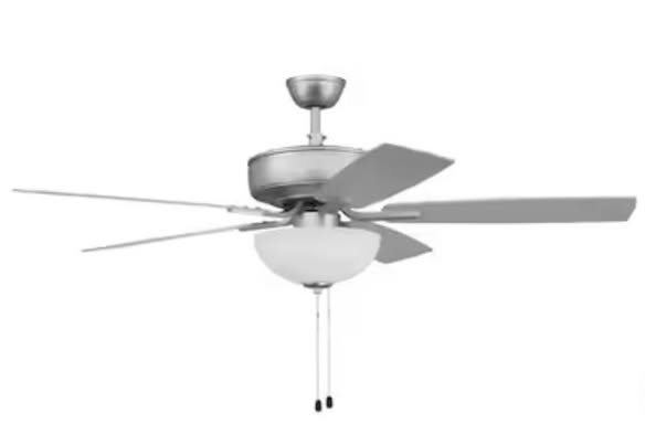 Craftmade Pro Plus 211 52-in Brushed Satin Nickel with Brushed Nickel/Greywood Blades Ceiling Fan