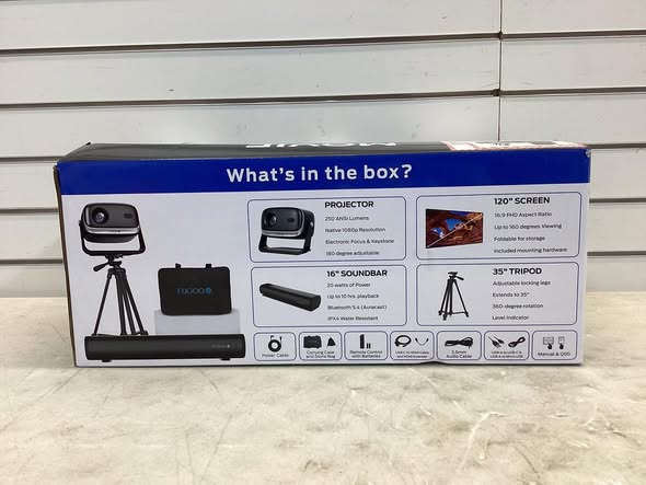 Fugoo Outdoor Projector & Soundbar Bundle with Tripod & 120" Foldable Screen