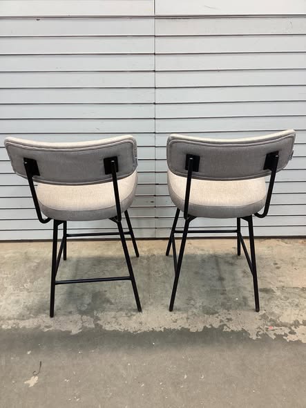 Giantex Swivel Bar Stools, Upholstered Bar Height Bar Chairs w/Padded Seat & Backrest set of 2 Color: Grey
