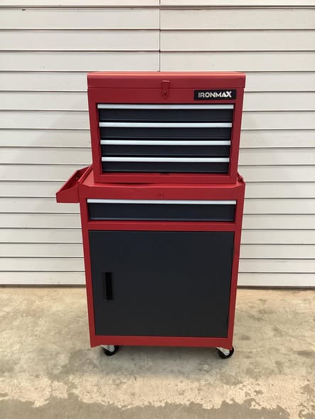 Ironmax 2-in-1 Rolling Tool Chest with 5 Sliding Lockable Drawers