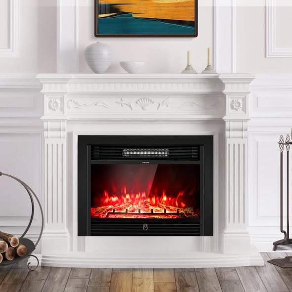 Costway 28.5 Inch Electric Fireplace Recessed with 3 Flame Colors