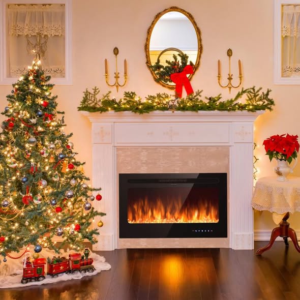 Fireplace Insert - Costway 36 Inch Electric Fireplace Insert Wall Mounted with Timer