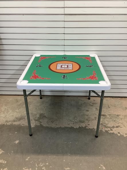 Mahjong Table - 35 Inch 4 Player Game Card Folding Mahjong Table with Cup Holders
