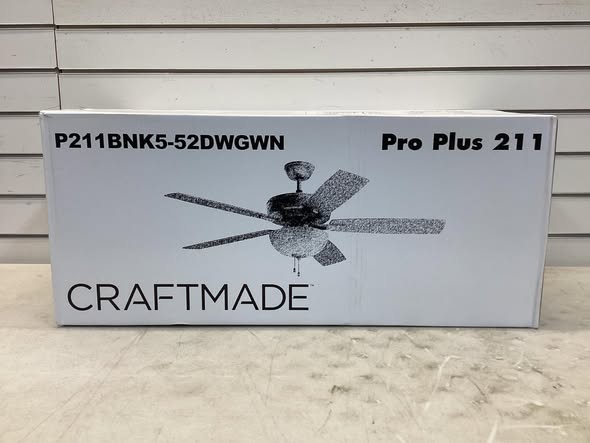 Craftmade Pro Plus 211 52-in Brushed Satin Nickel with Brushed Nickel/Greywood Blades Ceiling Fan