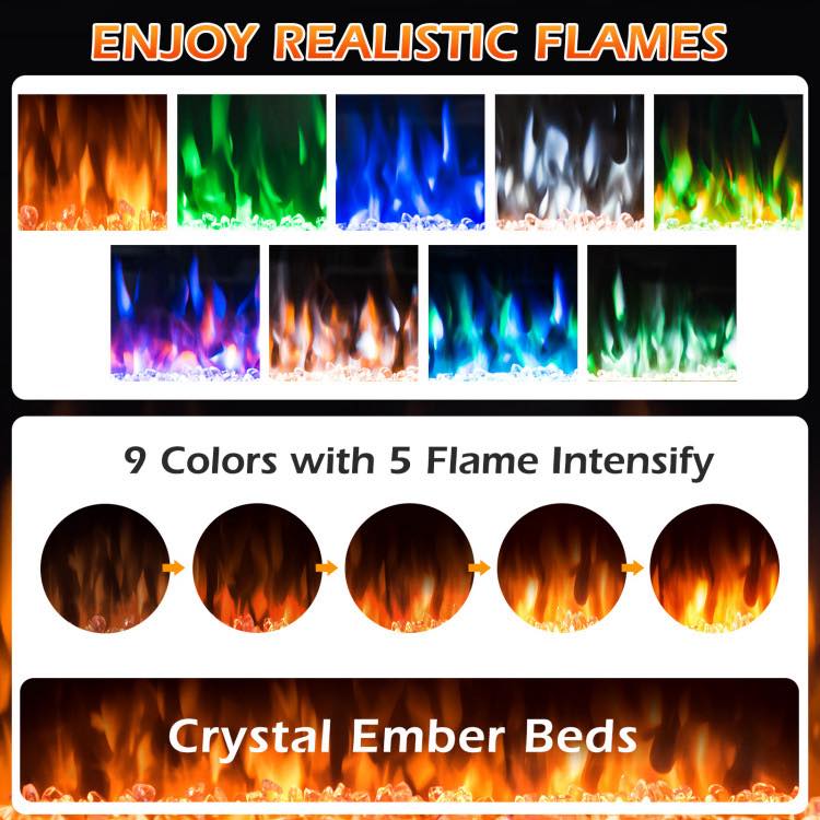 Fireplace Insert - Costway 36 Inch Electric Fireplace Insert Wall Mounted with Timer