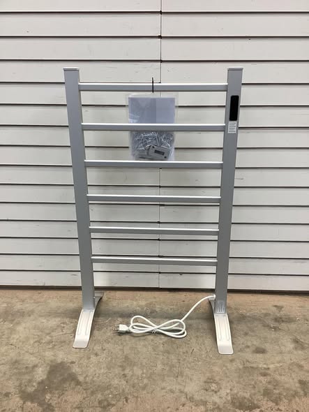 Costway - Freestanding Wall Mounted Towel Warmer 6-Bar Aluminum Heated Towel Rack w/ Timer - Silver