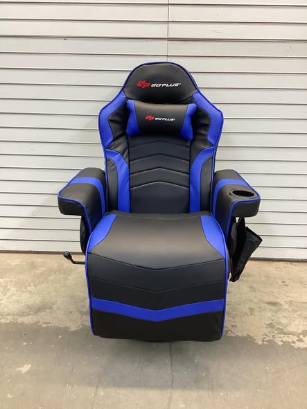 Goplus Massage Gaming Recliner Height Adjustable Racing Swivel Chair with Cup Holder