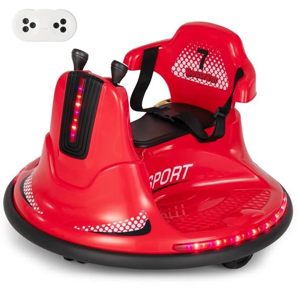 Kids Ride On - Costway 12V Bumper Car for Kids Toddlers Electric Ride On Car Vehicle with 360° Spin Red