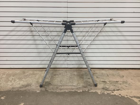 Costway 2-Layer Space-saving Gray Metal Free Standing Collapsible Clothes Drying Rack