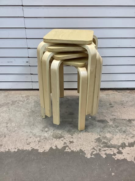 Costway Set of 4 Square Stackable Wooden Stools