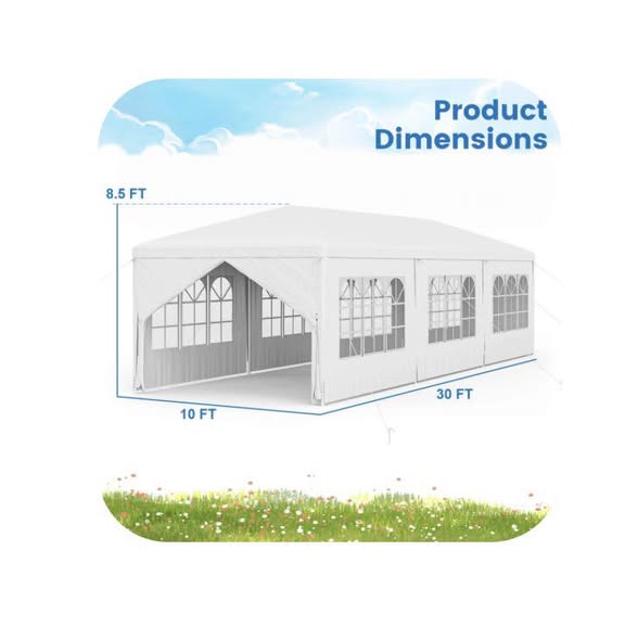 Costway 10'x30' Outdoor Party Wedding Tent Canopy Heavy duty Gazebo