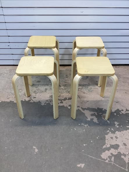 Costway Set of 4 Square Stackable Wooden Stools