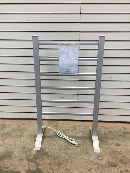 Costway - Freestanding Wall Mounted Towel Warmer 6-Bar Aluminum Heated Towel Rack w/ Timer - Silver