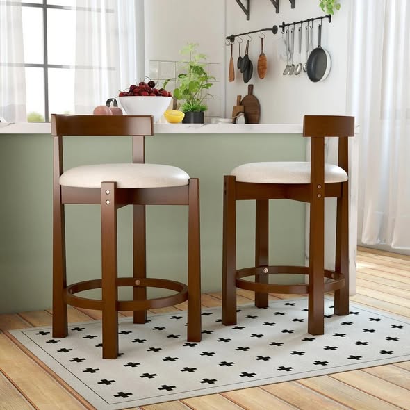 Costway Set of 4 24 in. Counter Height Bar Stools with Backrests & Footrests
