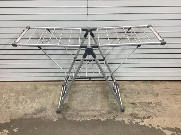 Costway 2-Layer Space-saving Gray Metal Free Standing Collapsible Clothes Drying Rack