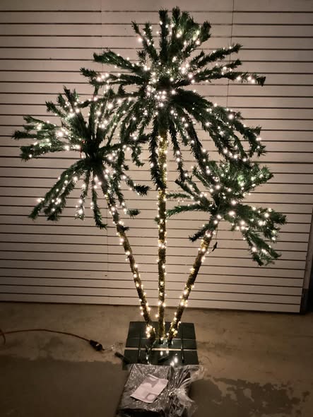 Brand new Costway Artificial Lighted Palm Tree 6 FT Triple Coconut Plam Trees with Metal Base