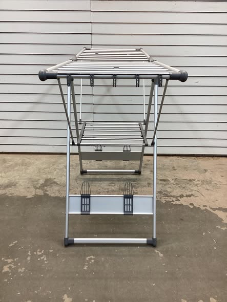 Costway 2-Layer Space-saving Gray Metal Free Standing Collapsible Clothes Drying Rack