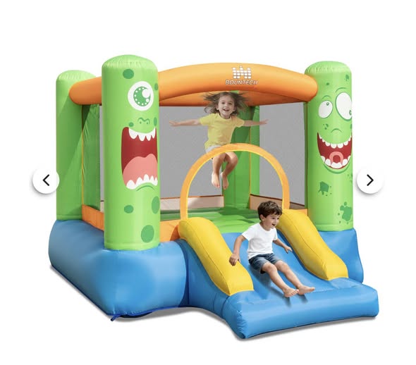 Inflatable Bounce House Monster Themed Bouncy Castle with Large Jumping Area and Slide Blower Included