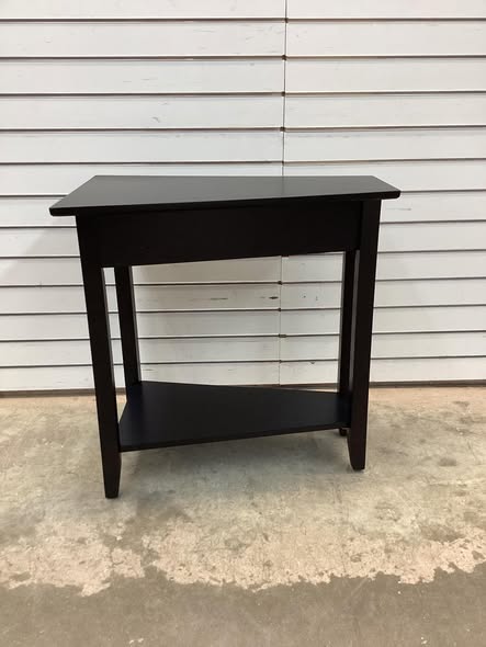 2-Tier Wedge End Table with Storage Shelf - Sturdy Solid Wood Legs for Living Room or Bedroom