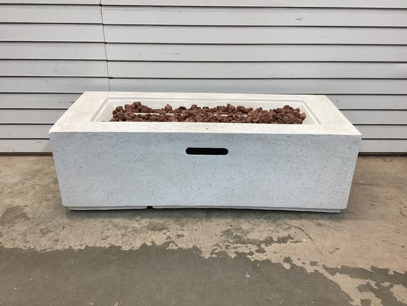Costway 42'' Terrazzo Fire Pit Table 50,000 BTU Rectangle Propane with PVC Cover