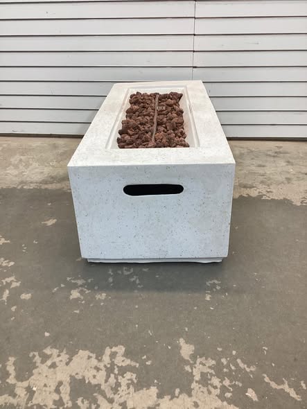 Costway 42'' Terrazzo Fire Pit Table 50,000 BTU Rectangle Propane with PVC Cover