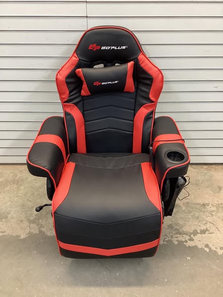 Faux Leather Ergonomic Massage Gaming Recliner Reclining Racing Chair Swivel in Red