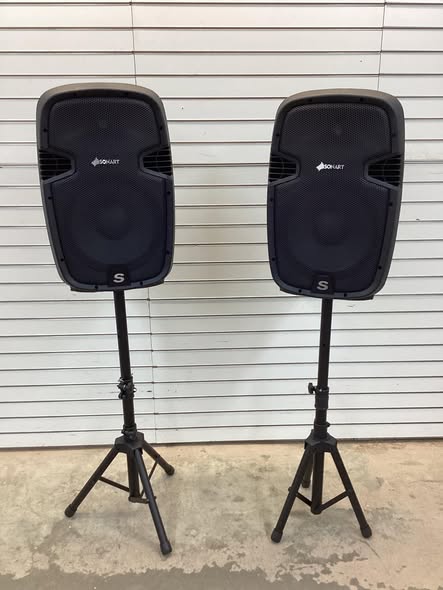 Costway Dual 12 in 2 way 2000W Powered Speakers with Mic Speaker Stands Control Cables