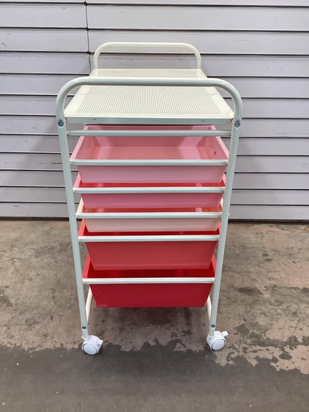 Costway 10 Drawer Gradient Pink Trolley Storage Cart