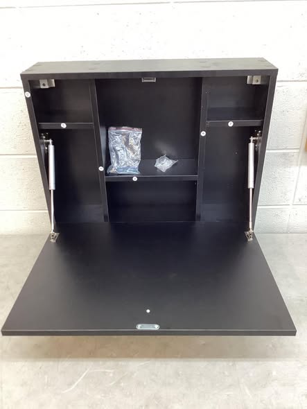 Folding Wall Desk, Wood Wall Mounted Desk with Storage Drawer and Shelves