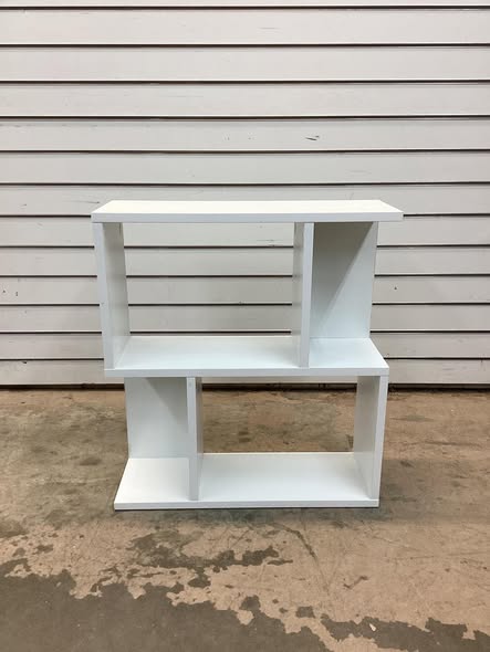 Costway 2-Tier 8 in. Wide 24 in. H White Bookshelf S Shaped Bookcase