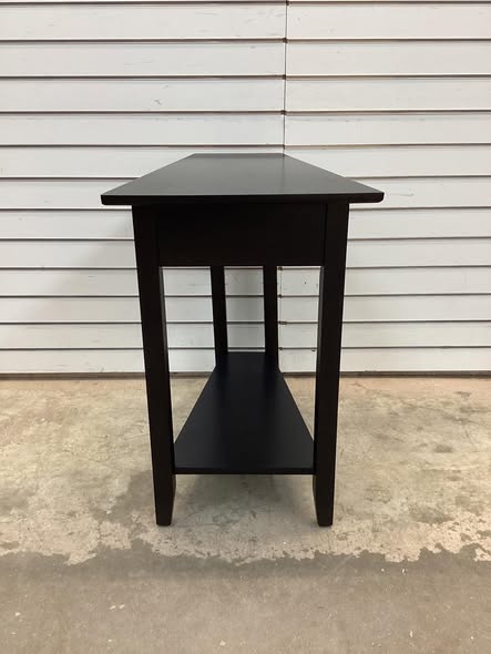 2-Tier Wedge End Table with Storage Shelf - Sturdy Solid Wood Legs for Living Room or Bedroom