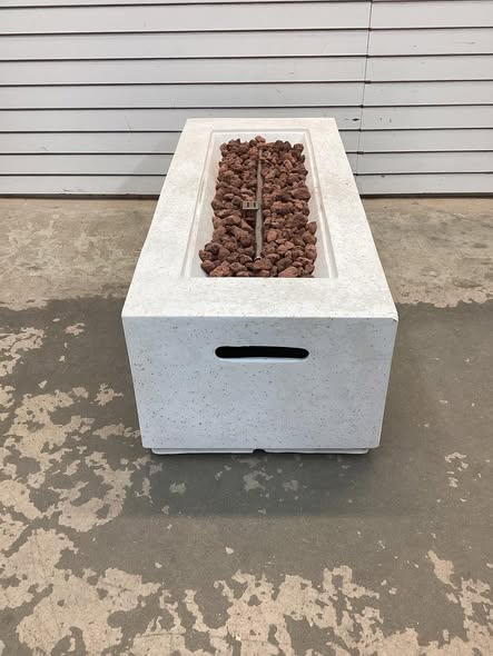 Costway 42'' Terrazzo Fire Pit Table 50,000 BTU Rectangle Propane with PVC Cover