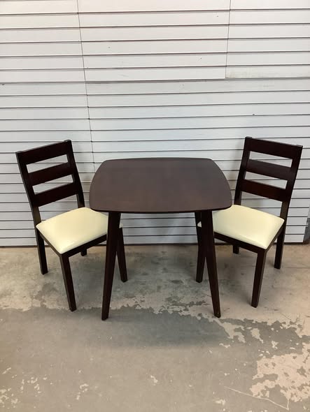 Brand new Tangkula Compact Dining Table Set for 2, Wooden Round Kitchen Table & 2 Chairs with Cushioned Seats, 3-Piece Dining Set for Small Spaces, Kitchen, Living Room.