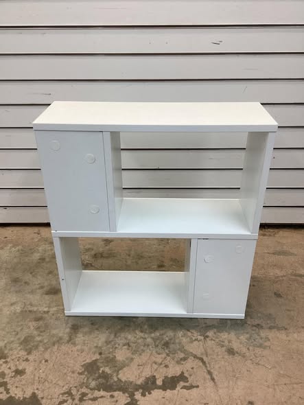 Costway 2-Tier 8 in. Wide 24 in. H White Bookshelf S Shaped Bookcase